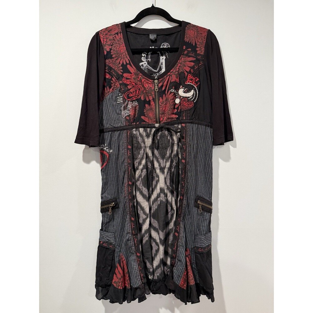 Desigual Gothic Steampunk Dress Womens Large Cyberpunk Punk Cotton Indie Travel